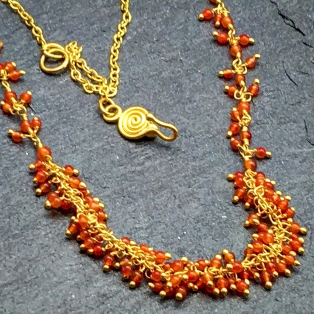 Carnelian wire wrapped necklace